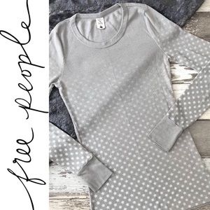 FREE PEOPLE Gray Star Thermal Top Size M